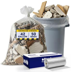 33 in. W x 48 in. H 42 Gal. 3.0 mil Clear Flat Seal Contractor Bags (50-Case)