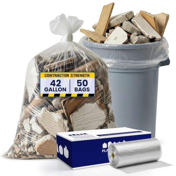 33 in. W x 48 in. H 42 Gal. 3.0 mil Clear Flat Seal Contractor Bags (50-Case)