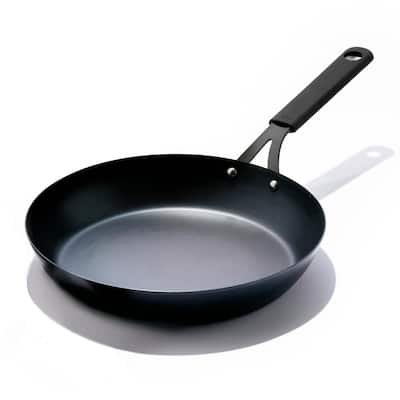 Lodge 10 .25 in Cast Iron Skillet in Black with Orange Silicone Handle L9SK  - The Home Depot
