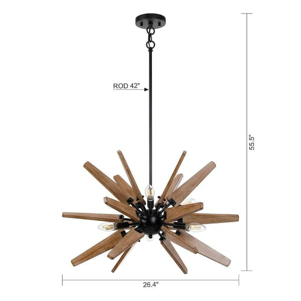 Sputnik wood deals chandelier