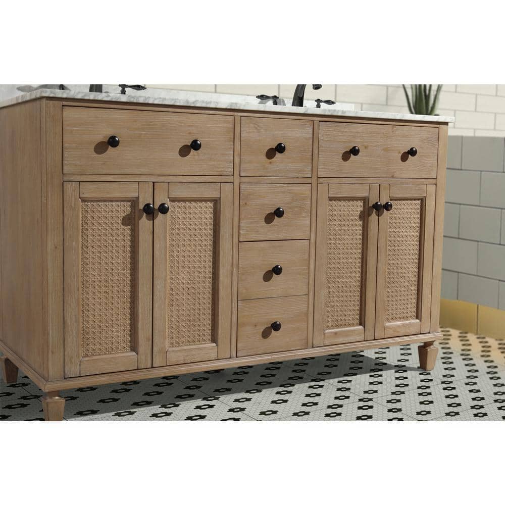 Annie 55" Weathered Fir Double Sink Bathroom Vanity