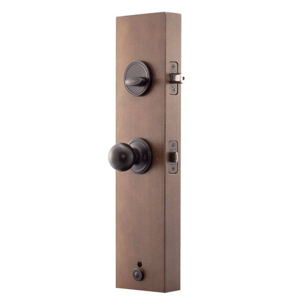 Tuscan Bronze Single Cylinder Deadbolt Front Door Handleset