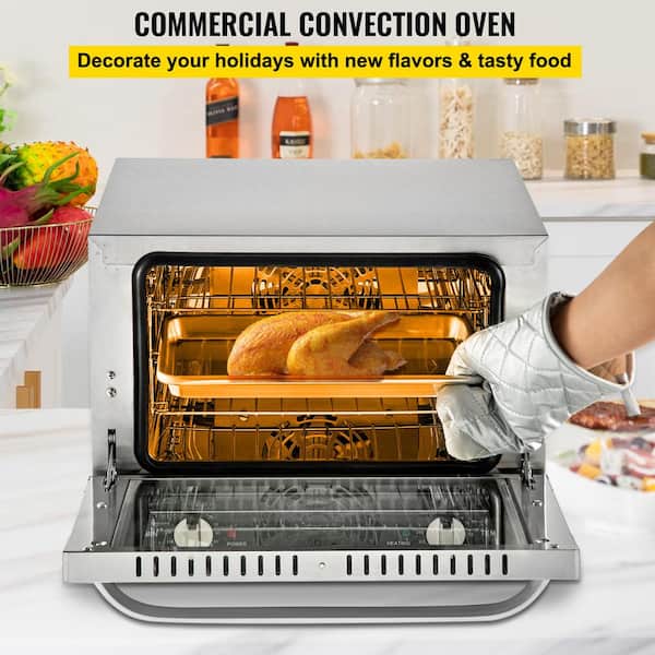 21 L/19 qt. Convection Oven, 1440 Watt Electric, Quarter-Size Countertop, 3-Tier Toaster in Silver, Front Glass Door