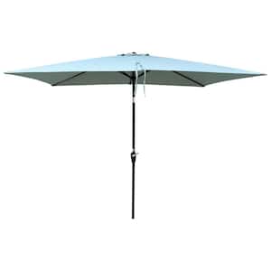 6 ft. x 9 ft. Steel Market Tilt Patio Umbrella in Frosty Green