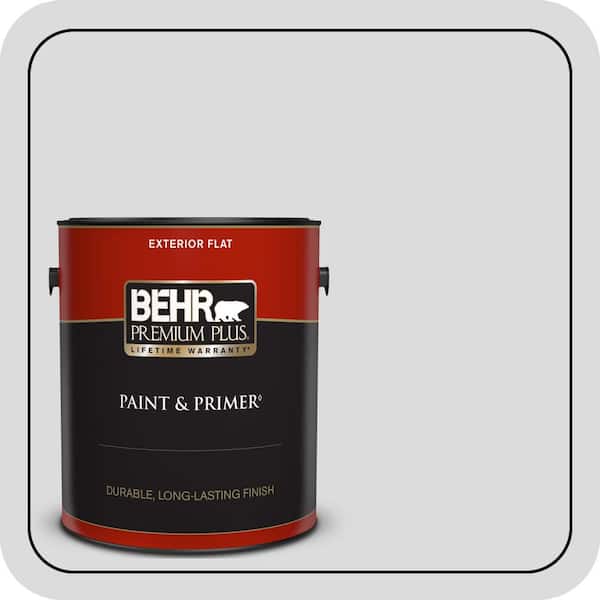 BEHR PREMIUM PLUS 1 gal. #N530-1 Pixel White Flat Exterior Paint & Primer