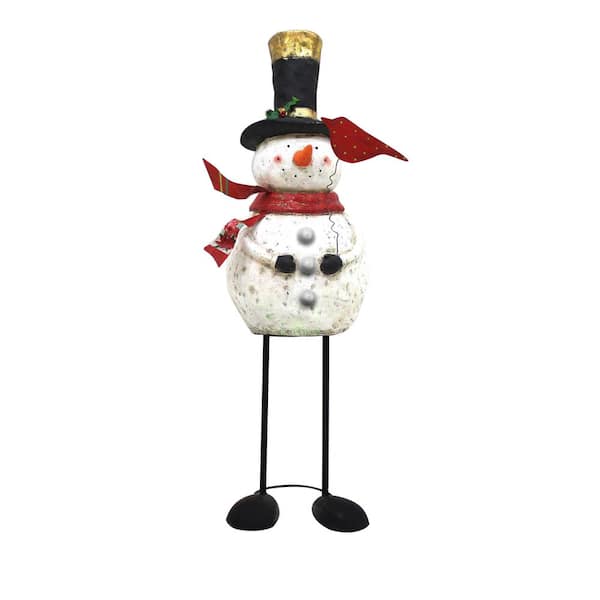 Alpine Corporation 38 in. Snowman Statuary with Color changing LED and Timer