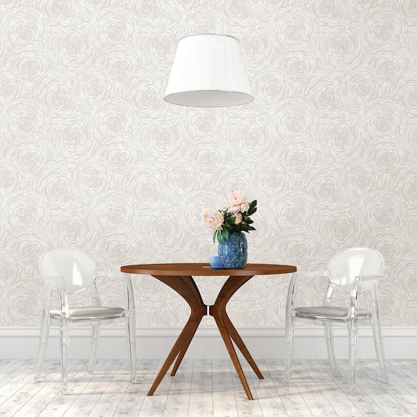 Celestial Taupe Floral Taupe Wallpaper Sample