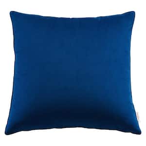 Enhance Navy Solid French Piping 24 in. x 24 in. Performance Velvet Throw Pillow