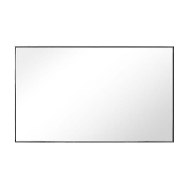 GETLEDEL 60 in. W x 36 in. H Large Rectangular Aluminum Framed Wall Mounted Bathroom Vanity Mirror in Black