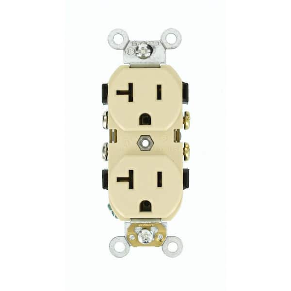Leviton 20 Amp 125 V Duplex Smooth Face Outlet/Receptacle, Ivory (1-Pack) CR020-I