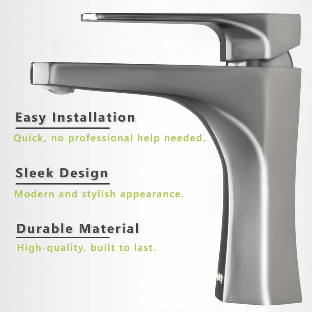 Brushed Gun Black Single Handle Modern Bathroom Faucet