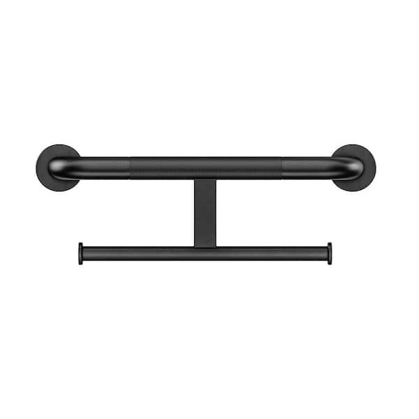 18 in. Shower Grab Bar with Double Toilet Paper Roll Holder, Stainless Steel Wall Mounted Bathroom Grab Bar for Senior