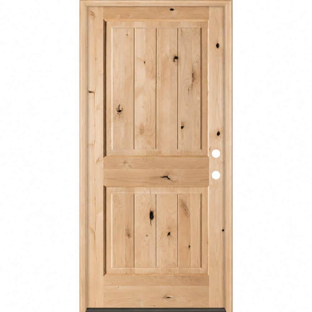 Rustic 32 in. x 80 in. Knotty Alder Left-Hand/Inswing Square Top V-Groove Exterior Unfinished Wood Prehung Front Door price history on PriceWatchPro