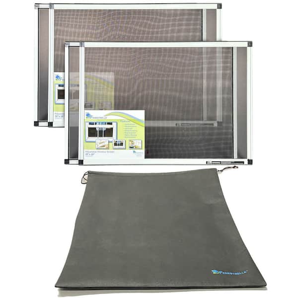 20 in. X 28 in. Two Expandable Fiberglass Window Screens and Storage Bag, Adjustable to Vertical or Horizontal Openings