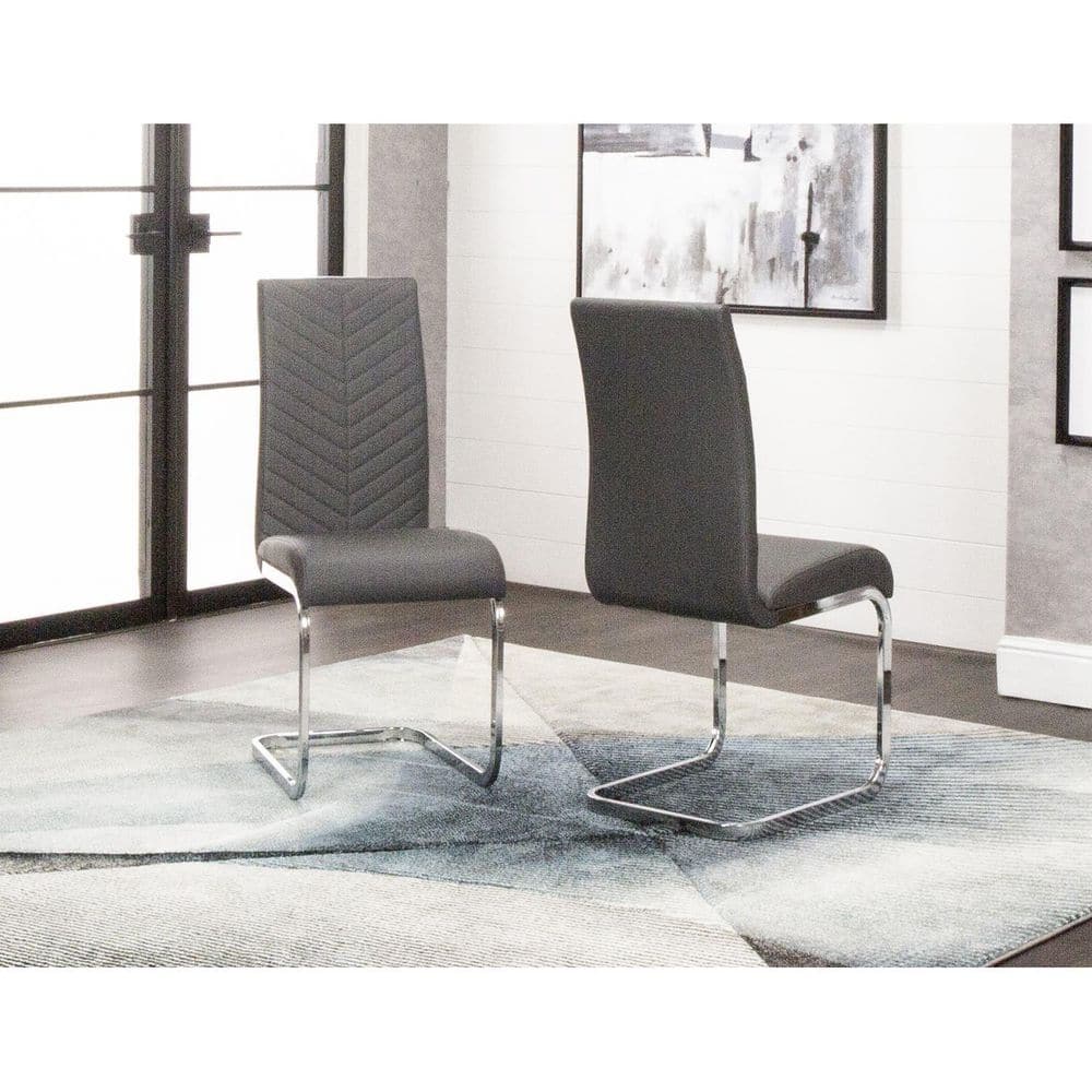 38 in. H Gray Finish High Solid Back Armless Dining Chair with Faux Leather Seat Material price history on PriceWatchPro
