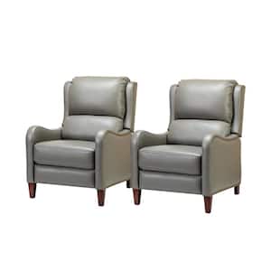 Hyde Dove Genuine Cigar Leather Recliner with Nailhead Trim (Set of 2)