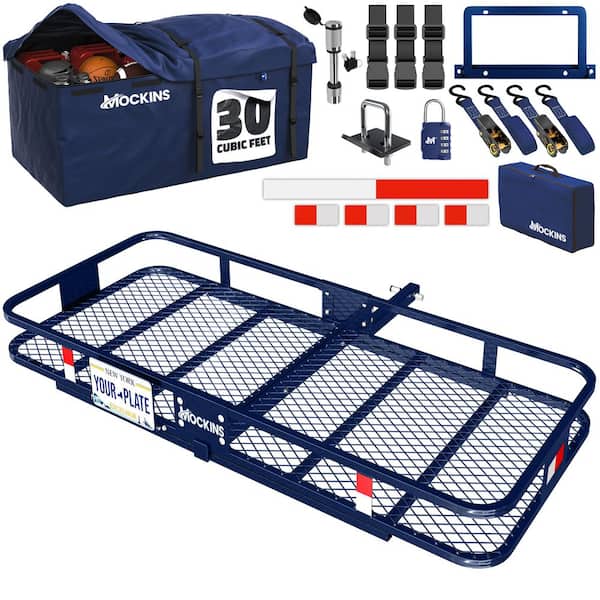 60 in. x 30 in. x 6 in. Navy Trailer Hitch Cargo Carrier w/ 30 cu. ft. Waterproof Navy Cargo Bag and Carrier Accessories