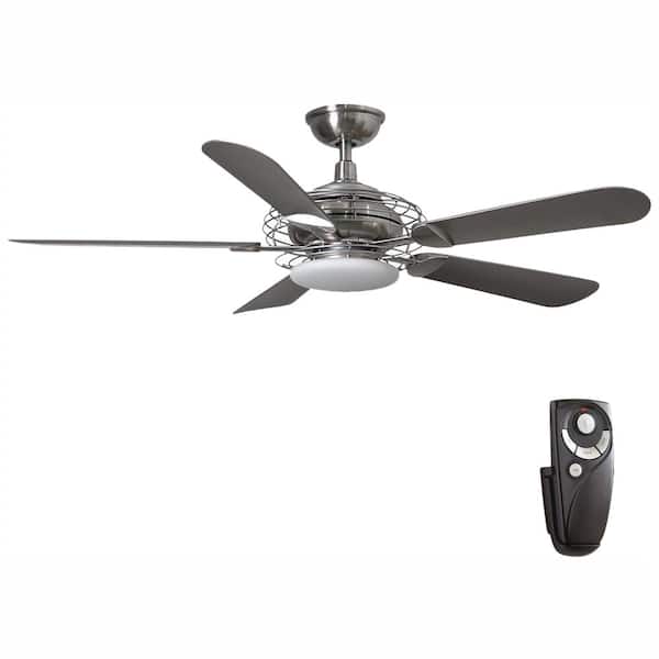 Home Decorators Collection Vercelli 52 in. Integrated LED Indoor Brushed Nickel Ceiling Fan with Light Kit and Remote Control