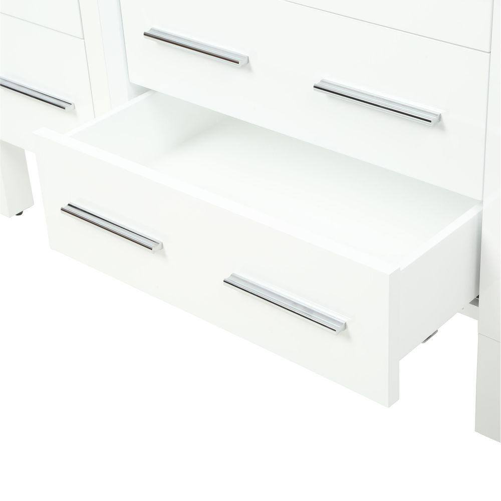 White Engineered Wood Freestanding Vanity Set with Mirror and Ceramic Sink