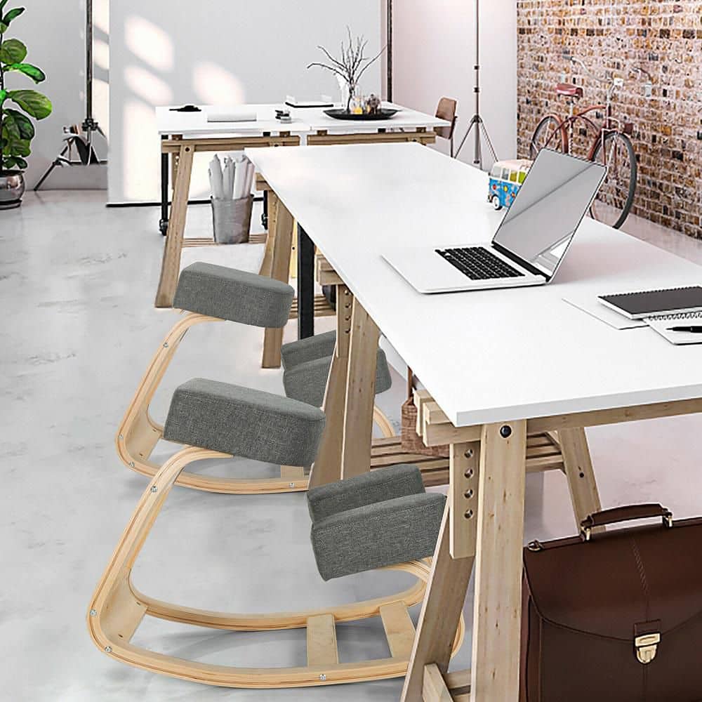 Ergonomic Kneeling Chair Rocking Stool Upright Posture Office Furniture Grey Accent Chair Side Chair
