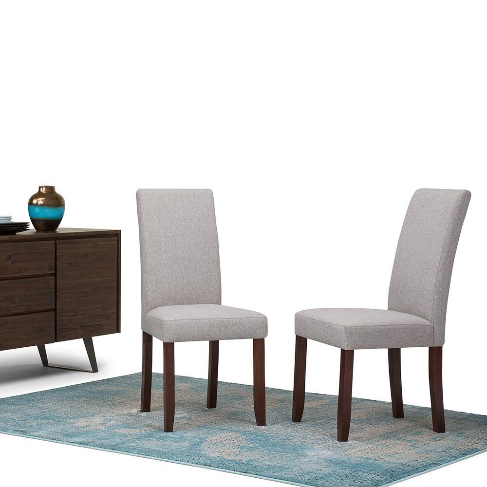 Cloud Grey Linen Upholstered Parsons Side Chair Set