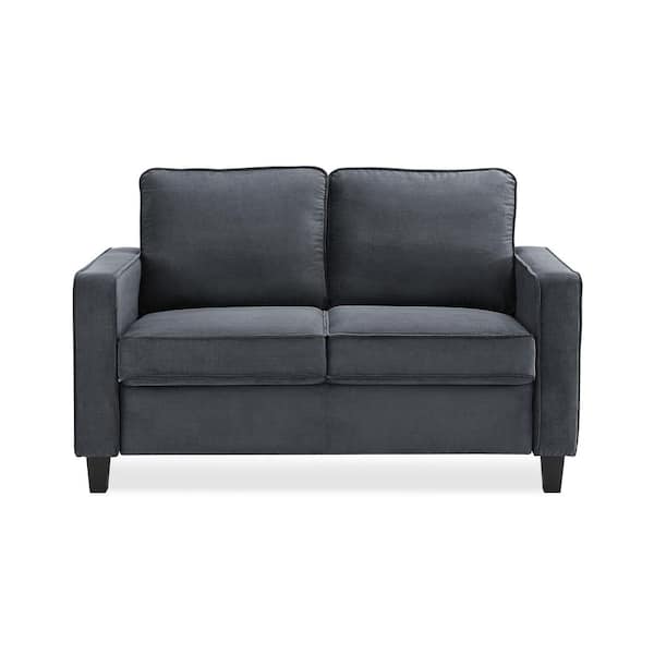 Lifestyle Solutions Garren 32.1 in. Dark Grey Microfiber 2-Seater Loveseat with Square Arms