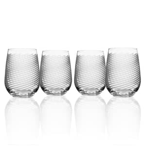 Cyclone 17 fl. oz. Stemless Wine Glasses Set (Set of 4)