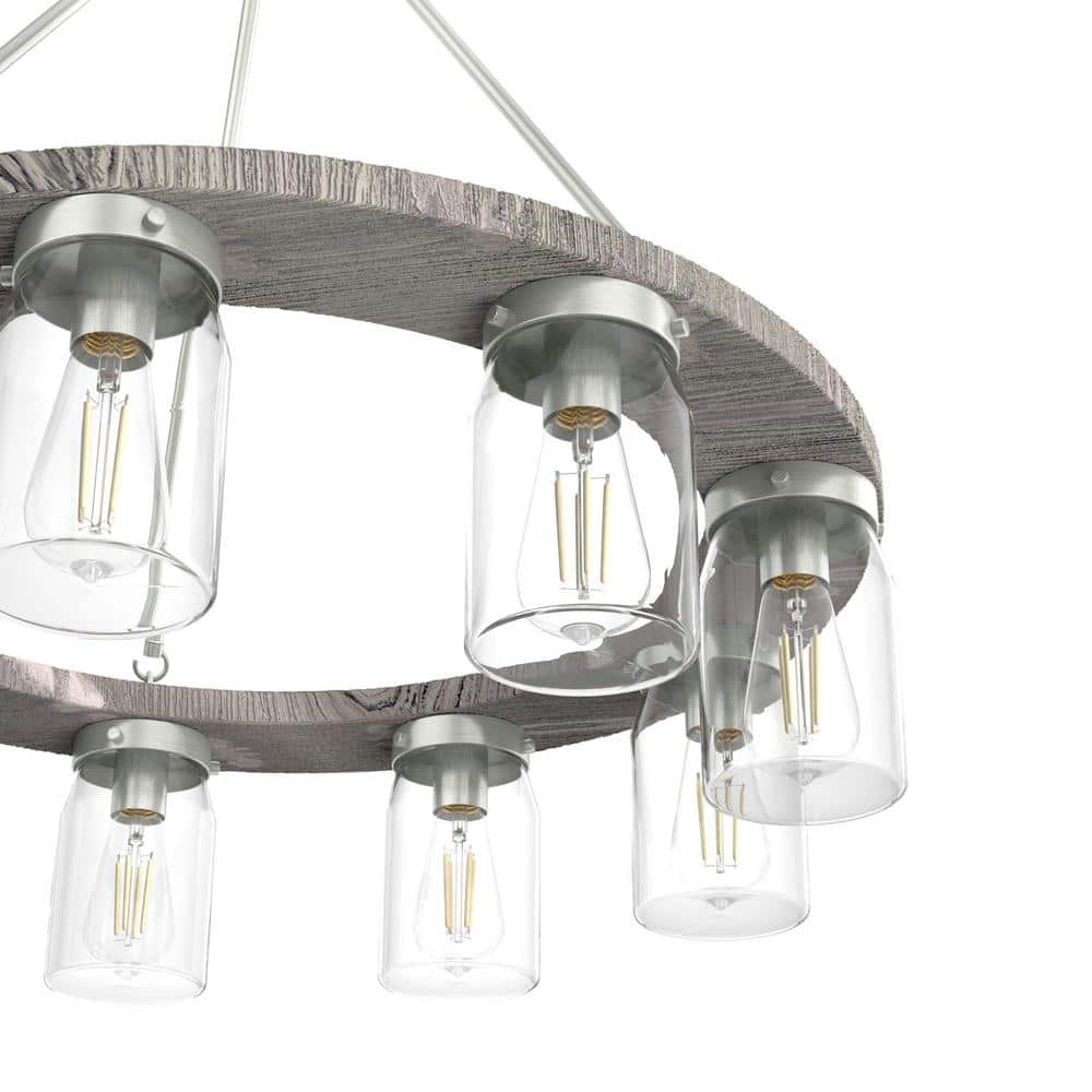 Devon Park Brushed Nickel 9-Light Rustic Wagon Wheel Chandelier