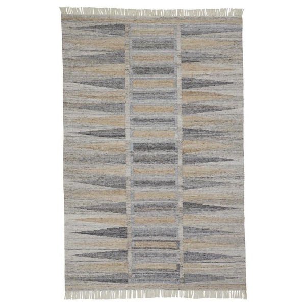 2 ft. x 8 ft. Tan, Gray Geometric Area Rug