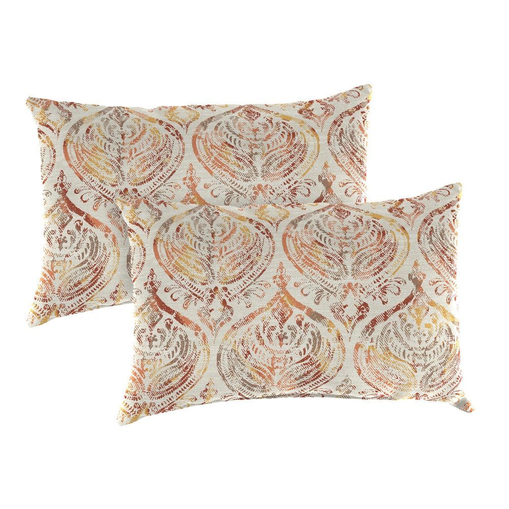 20 in. L x 14 in. W x 6 in. T Rectangular Outdoor Lumbar Throw Pillow in Rustique Barley (2-Pack) price history on PriceWatchPro