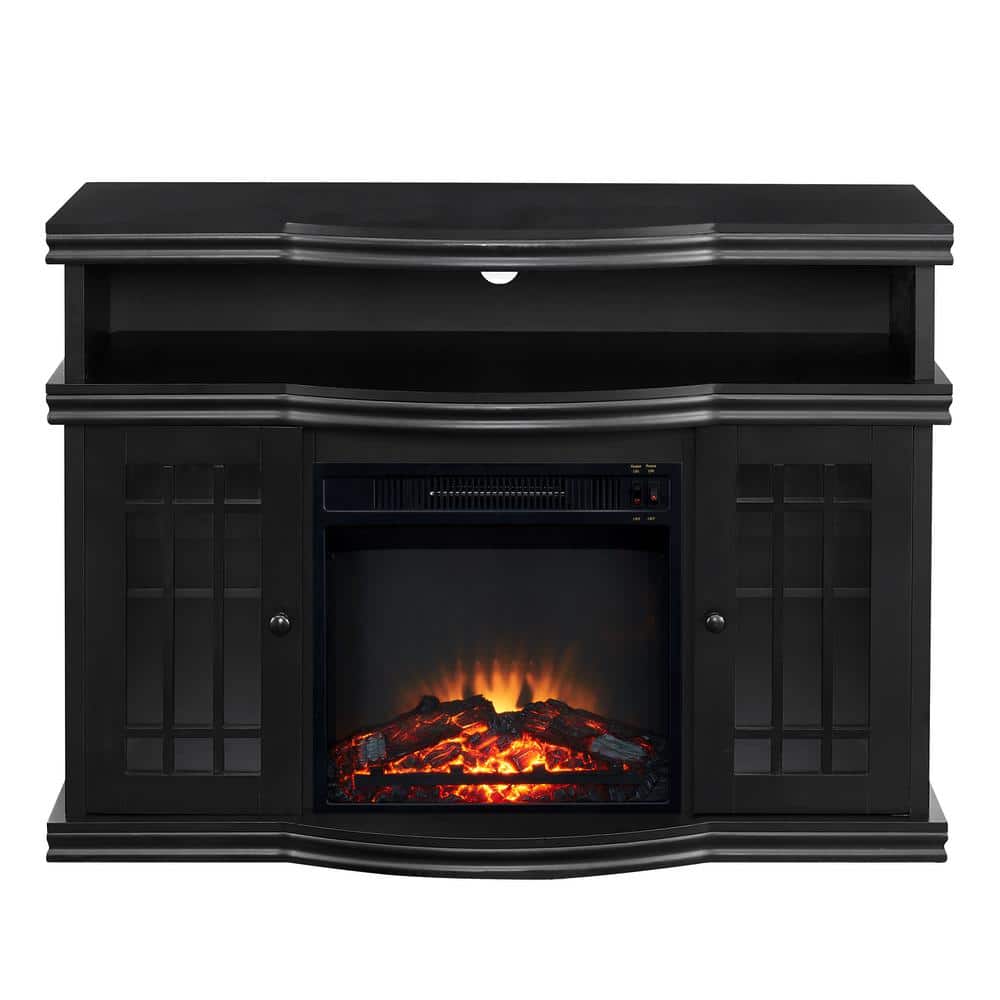 GOOD & GRACIOUS 44 in. Black TV Stand Sideboard with Electric