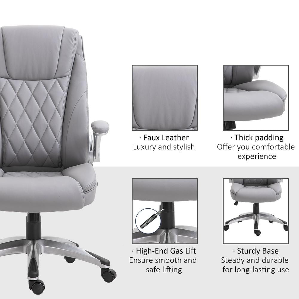 Gray Luxe Ergonomic High-Back Swivel Office Chair with Adjustable Arms