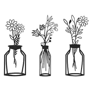 Wazon Black Botanical Vases Iron Wall Art Set of 3