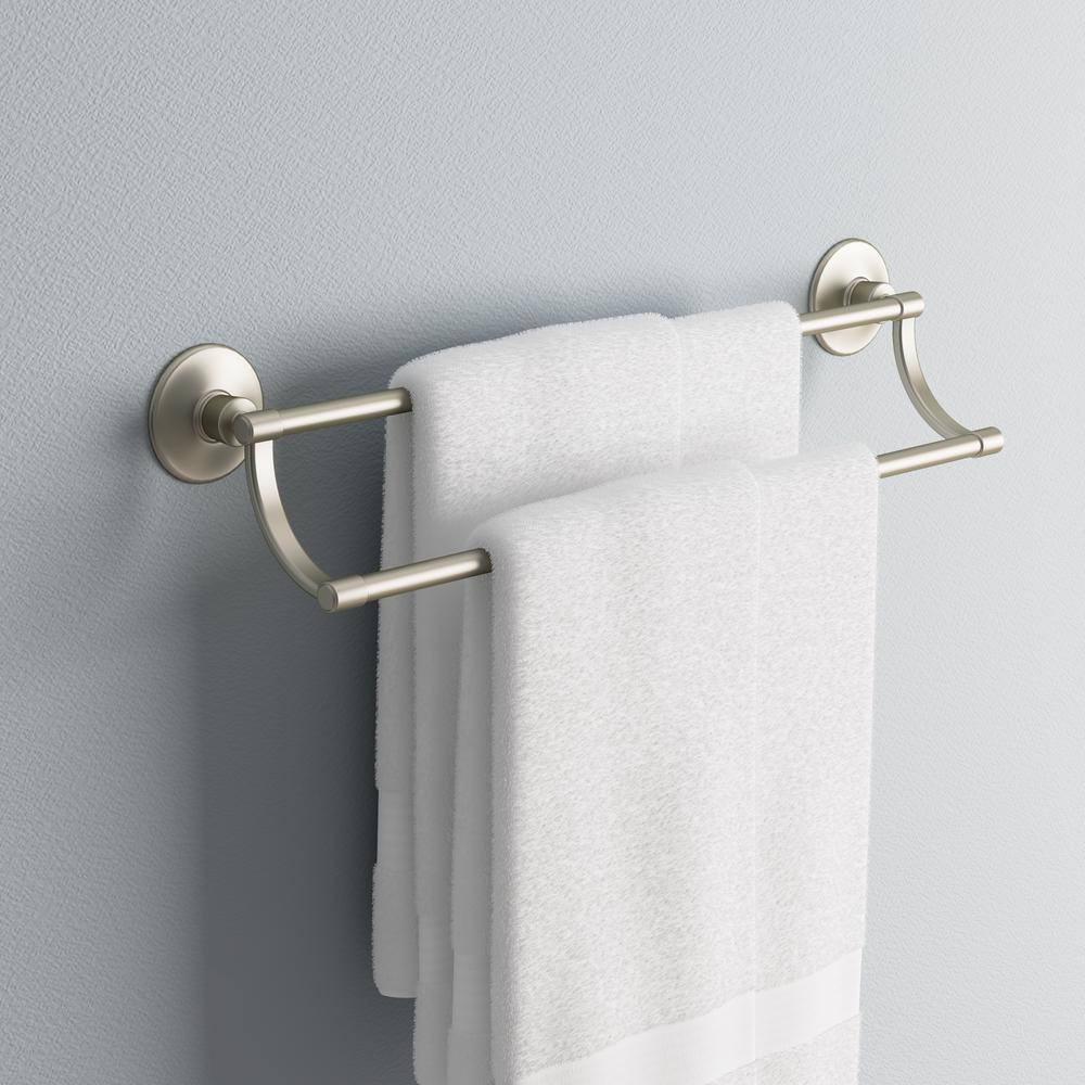 Vibrant Brushed Nickel Double Wall Mounted Towel Bar