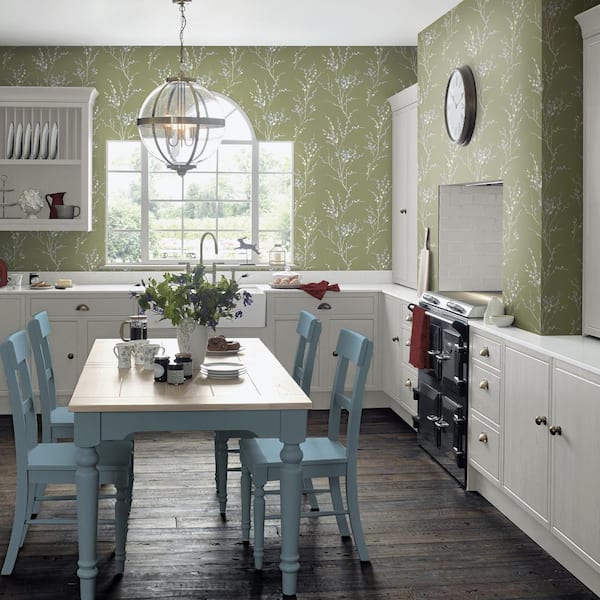 Laura Ashley Willow Moss Green Wallpaper