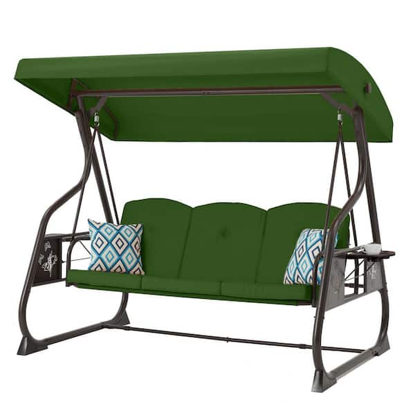 ZZW 3-Person Metal Patio Swing Outdoor with Adjustable Backrest