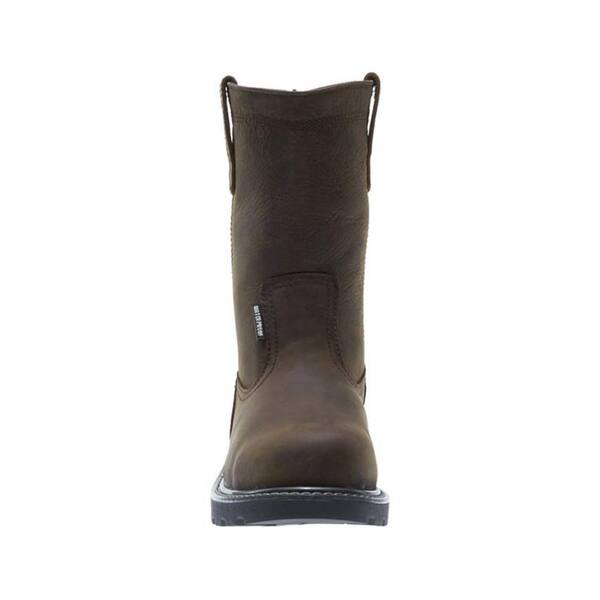 Wolverine Mens Brown Leather Waterproof Pull On Work Boots W10682 Size 9.5 M Wolverine Men FLOORHAND WELLY Brown Leather Soft Toe W/P  main image 3