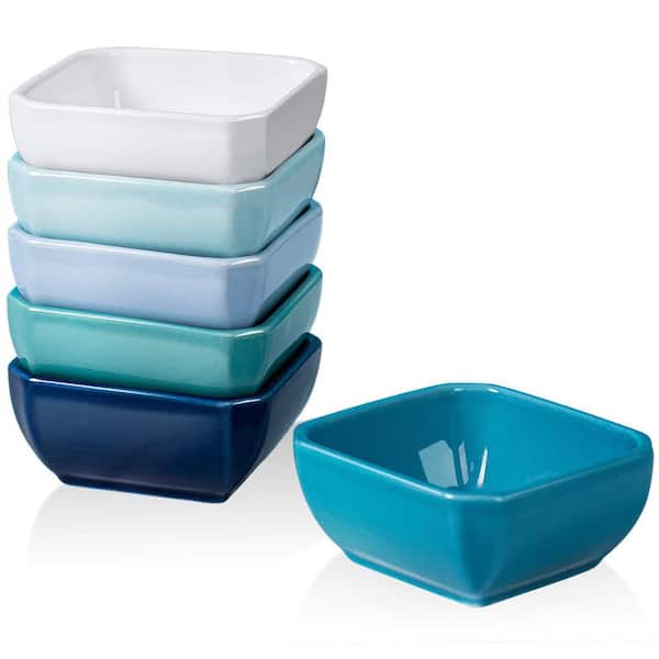 6-Piece Square Porcelain Ramekin Set Oven Safe Bone China Dessert Bowls for Souffle Creme Brulee Baking