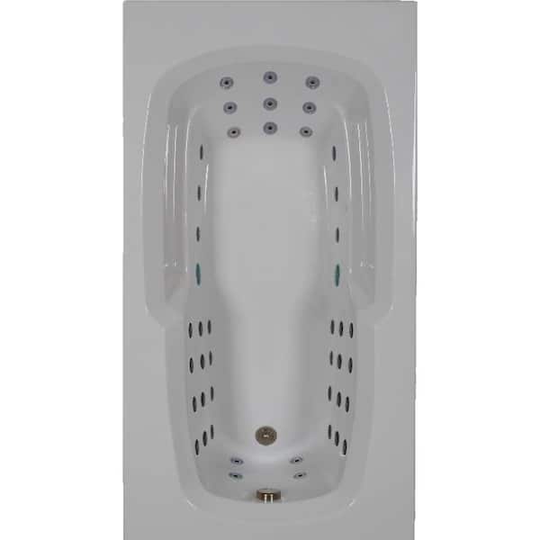 Comfortflo Physical Therapy 66 in. x 32 in. Acrylic Rectangular Drop-in Whirlpool Bathtub with Reversible Drain in Biscuit