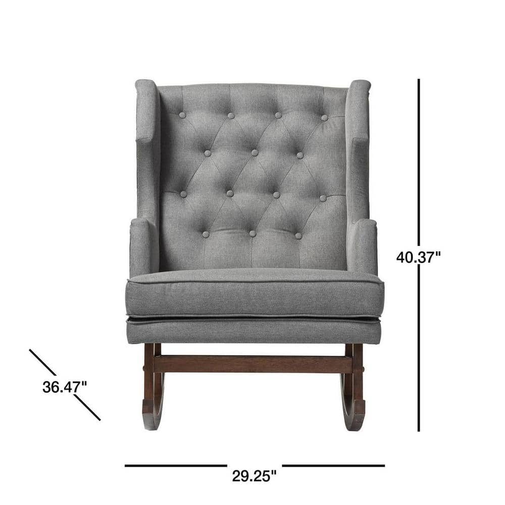 Iona Mid-Century Wingback 37" Rocking Chair with Button-Tufted Accents