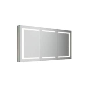 Spazio 60 in. W x 30 in. H Rectangular Aluminum Medicine Cabinet with Mirror - LED Lighting, Defogger, USB outlet