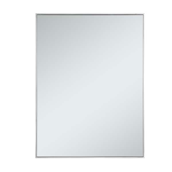 Unbranded Timeless Home 36 in. W x 48 in. H x Contemporary Metal Framed Rectangle Silver Mirror