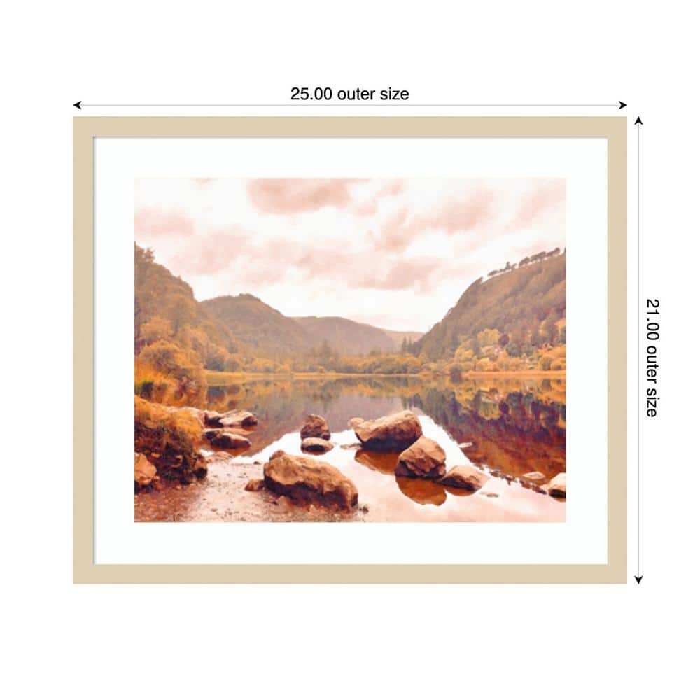 Lakeside in Autumn Natural Wood Framed Landscape Print