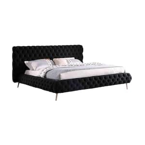 Janine Tufted Black California King Bed