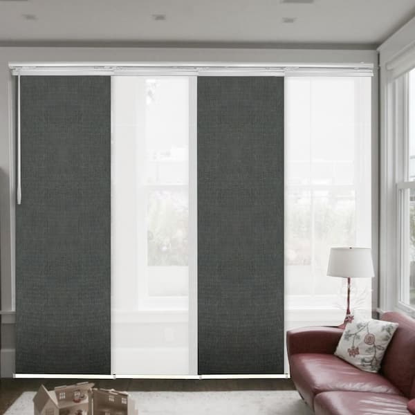 EMOH Granite Gossamer 48 in. - 88 in. W x 94 in. L Adjustable 4-Panel White Single Rail Panel Track with 23.5 in. Slates