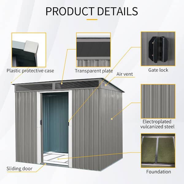 8 ft. W x 6 ft. D Metal Shed with Double Door (48 sq. ft. )