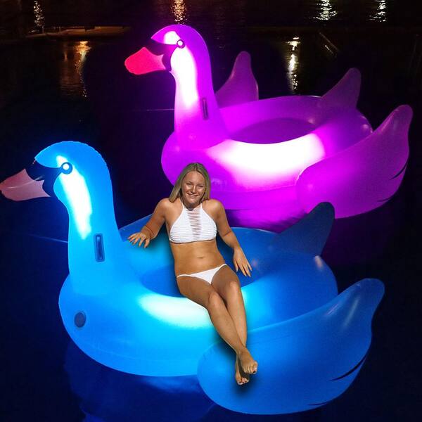 Swimline Giant LED Light Up Swan Pool Float (2-Pack)