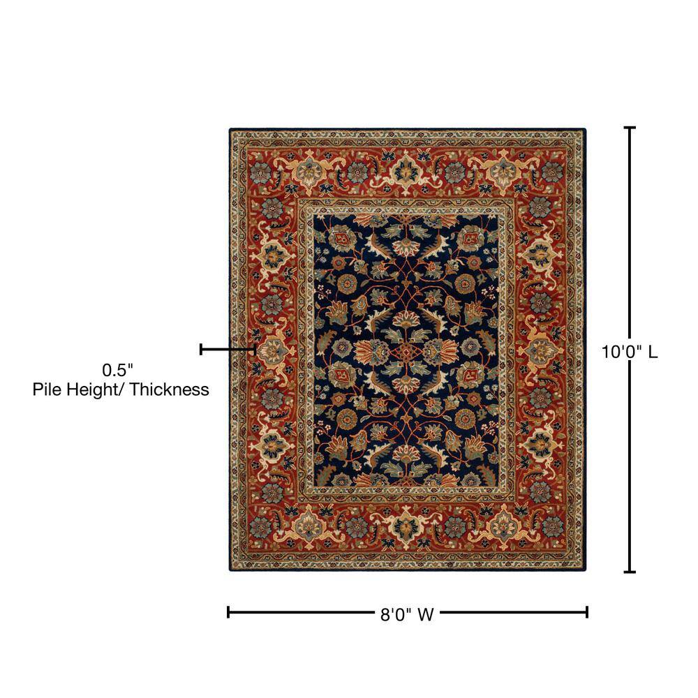 Handmade Black and Rust Wool Tufted 8' x 10' Rug