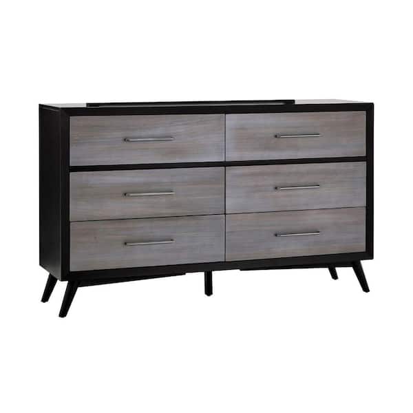 Benjara 60 in. Gray and Black Wooden Dresser Without Mirror