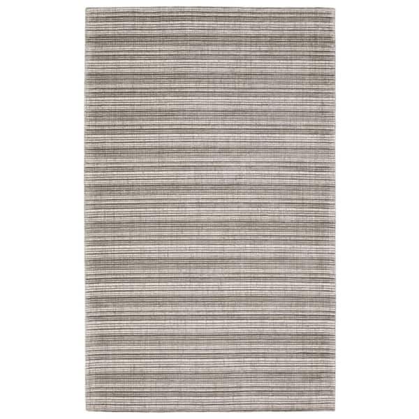 8' X 10' Gray And Ivory Striped Hand Tufted Area Rug